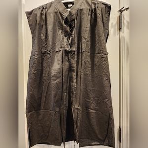 Kurta Indian Pakistani Men's Kurta Light Linen XL/XXL Sleeveless Black,  lace up